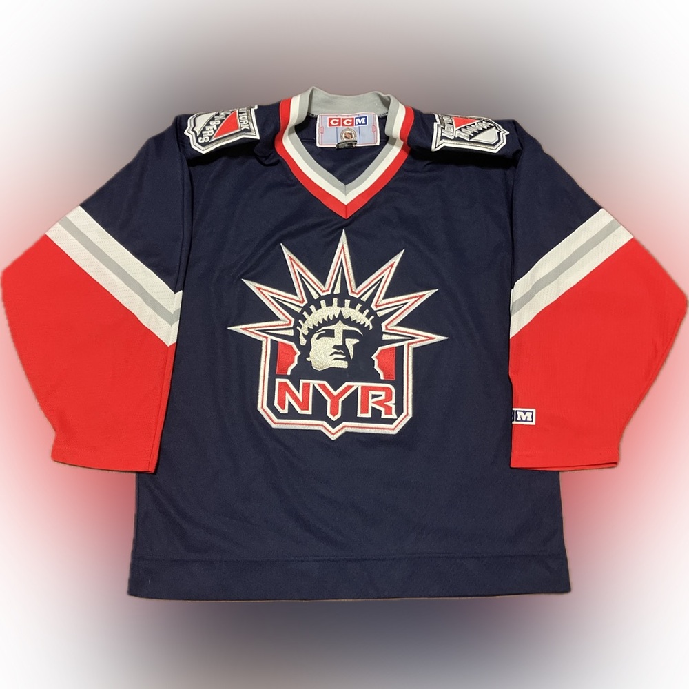 New York Rangers Blank Lady Liberty CCM NHL Hockey Jersey Size M